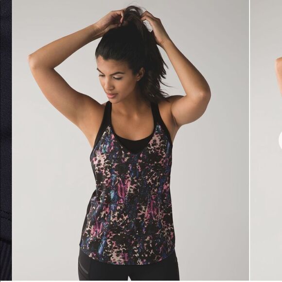 New LULULEMON Breezy Singlet Floral Sport Black 8 - Picture 1 of 9